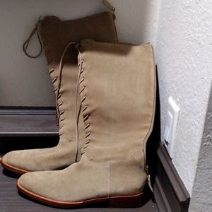 Cole Haan Tan Suede Lace-Up Knee Boots